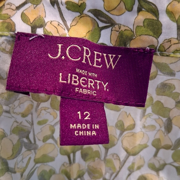 J. Crew Fitted Waist Shirtdress In Butter Yellow with Liberty Fabric Size 12 - Picture 4 of 13